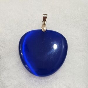 Cobalt Blue Glass Pendant 18K GP Bale